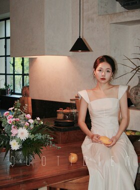 quotidien那不勒斯裙子重工度假风连衣裙仙气白裙夏季女无袖长款