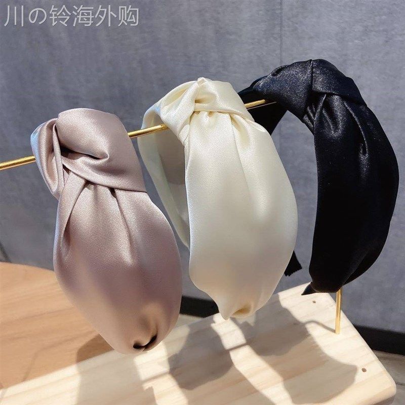 网红高贵气质丝光缎面发箍女宽边打结外出压发发夹发饰头箍潮