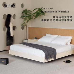 海岛床/无床头悬浮实木床架日式极简小户型1.5米1.8米双人床