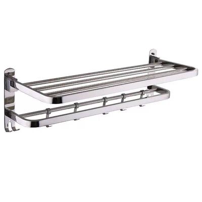 浴室置物架304不锈钢加厚壁挂免打孔折叠厕所卫生间凉毛巾的架子