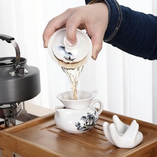 车载陶瓷户外茶具防风炉头烧水套装 便携式 煮茶炉整套功夫旅行茶具