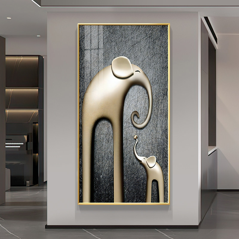 现代简约入户玄关装饰画新款大象客厅走廊过道免打孔寓意好的挂画