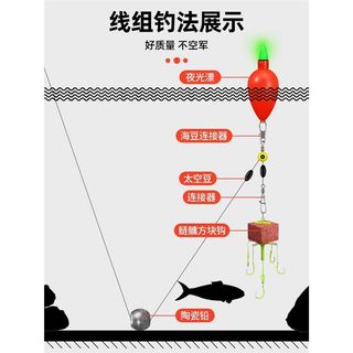 新型浮钓鲢鳙钓组专用翻板钩爆炸钩钓水怪方块饵鱼钩海杆浮钓套装