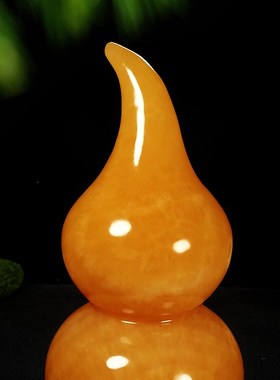 天然玉石葫芦摆件招财聚财客厅玄关桌面家居福禄双全米黄玉装饰品