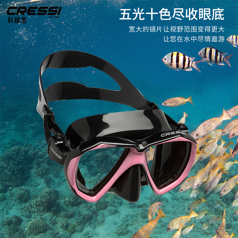意大利CRESSI泳镜潜水面镜浮潜防雾近视高清镜片护鼻一体男女通用