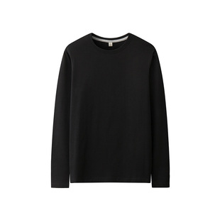 基本款T恤 春秋新款200g 21支长袖t恤纯色百搭圆领男女打底衫