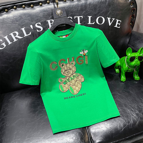 MAROLIO~店长推荐!高端刺绣丝光棉短袖男款潮牌夏季男士半袖t恤