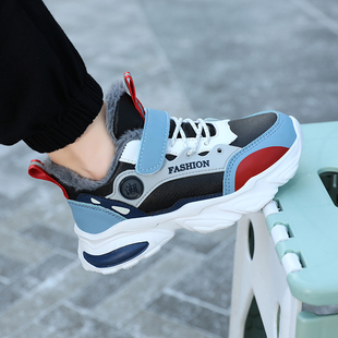 儿童棉鞋男童加绒加厚运动鞋子冬季2023新款大童男孩男鞋老爹童鞋