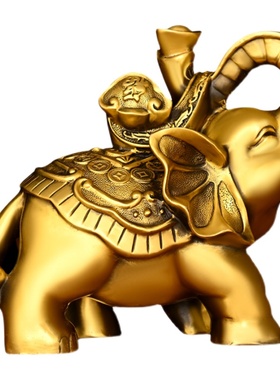 纯铜大象摆件一对吸水象铜象办公室客厅玄关工艺品大号招財鎮宅象