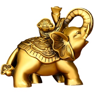 纯铜大象摆件一对吸水象铜象办公室客厅玄关工艺品大号招財鎮宅象