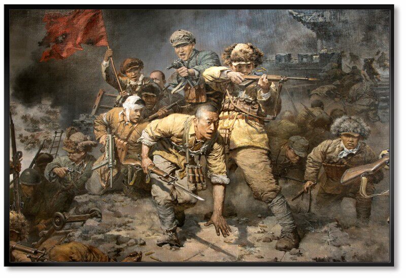 极速辽沈战役革命战争油画展厅会议厅壁画办公室装饰画走廊挂画w2