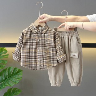 男童春秋季套装2024新款酷帅气时髦小童毛衣儿童男孩宝宝三件套潮