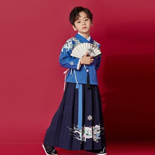 男童汉服中国风拜年服中式外套儿童古装套装宝宝唐装明制披风冬装