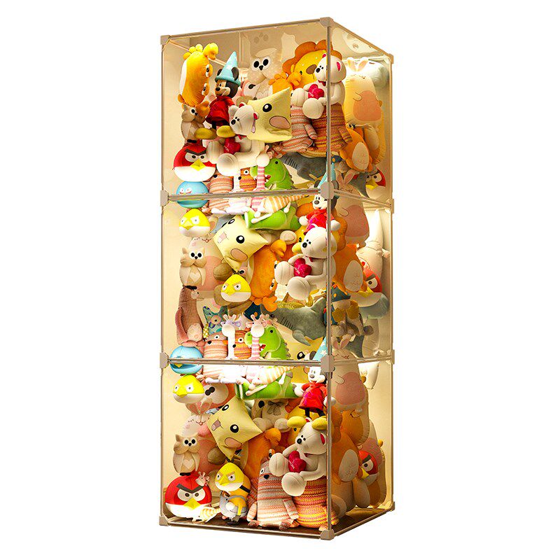 升级带灯款毛绒娃娃收纳桶玩偶收纳筐公仔儿童玩具收纳筒神器透明,收纳整理,脏衣篮,淘宝优惠券,粉丝福利购,淘宝优惠卷