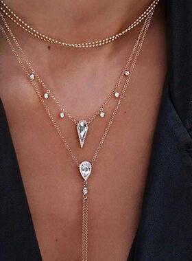 小众高货Necklaces For Women Golden Geometric Charm Chains Je