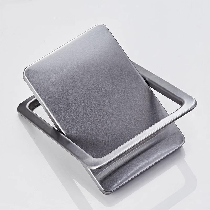 不锈钢台面嵌入式垃圾桶盖厨房化妆室暗装隐藏式圆形盖子翻盖配件