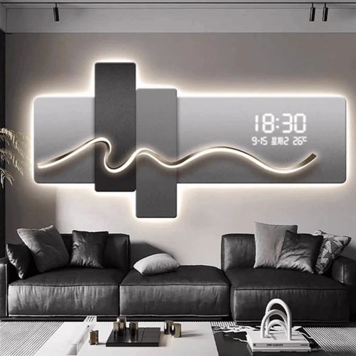 现代简约钟表挂钟客厅装饰画2024年新款创意电子钟数显表挂墙时钟