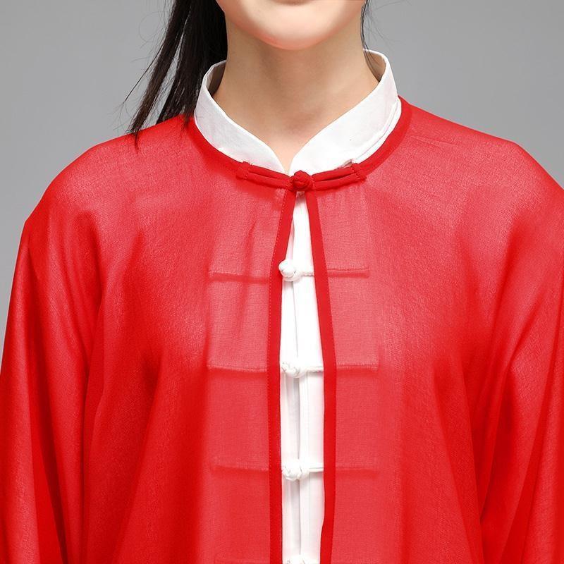 网红款太极服女披纱 单件太极拳表演比赛服 中国风男披风披肩纱衣