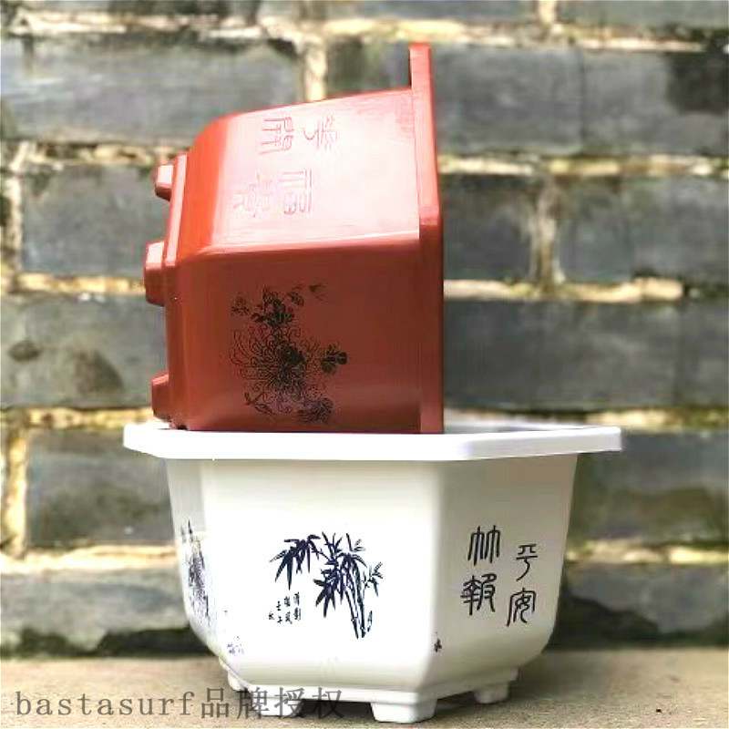 极速Hexagonal plastic flowerpot resin thickened large bonsai