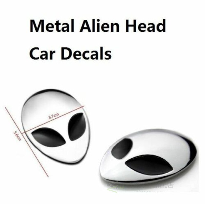 极速2Pcs Full Metal 3D Alienware Alien Head Auto Logo Sticke