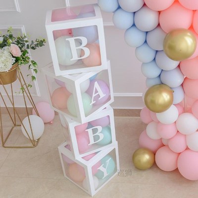 Transparent Name Custome Letter Baby Shower Balloon Box 1st