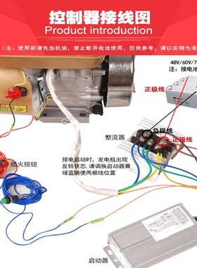 电动三轮四轮汽车增程器发电机配件48V60V72V增程器电启动控制器