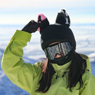 XXX滑雪头盔套卡通装 饰滑雪帽子男女情侣头盔帽罩雪盔毛线帽无牙