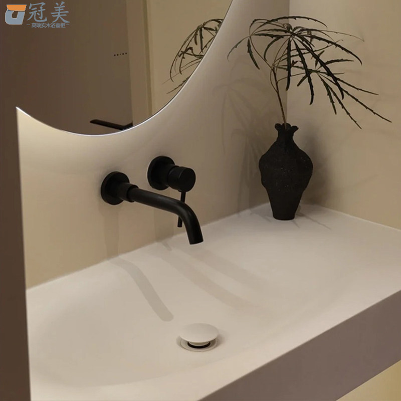 进口杜邦可丽耐亚克力一体盆浴室柜卫g生间洗手洗脸洗漱台单盆定