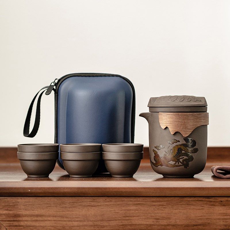 变色紫砂功夫旅行茶具茶壶家用会客礼品茶杯茶盘茶器整套装便携式,餐饮具,旅行茶具,淘宝优惠券,粉丝福利购,淘宝优惠卷