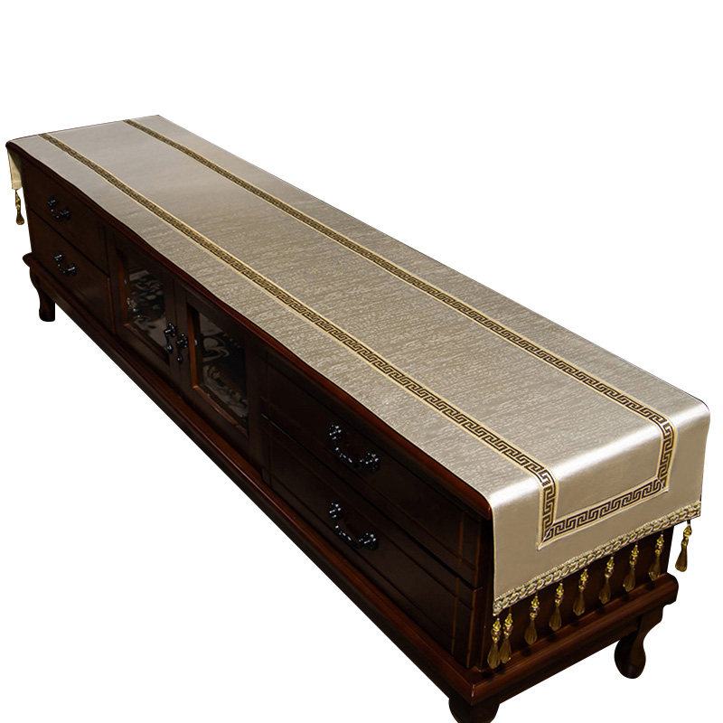 新中式电视柜盖布纯色桌布客厅茶几餐桌垫台布长方形桌旗布艺盖巾