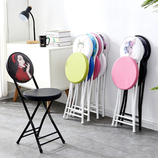 折叠椅子凳子便携家用餐椅现代简约靠背椅时尚 创意圆凳椅子电脑椅