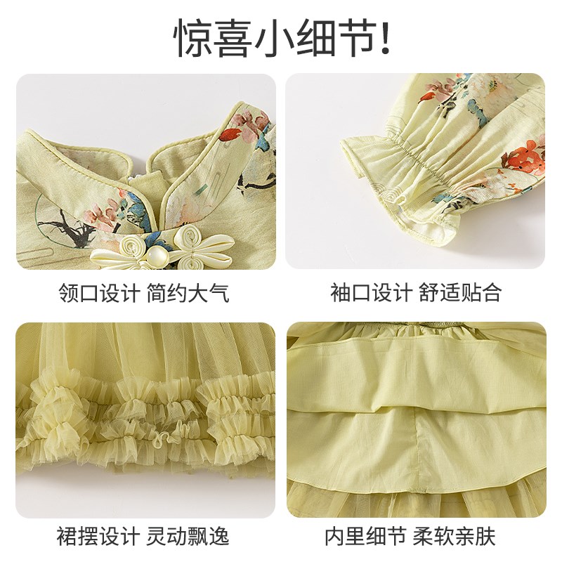 现货女童春装连衣裙2024新款儿童公主裙L周岁宝宝礼服春秋小童国