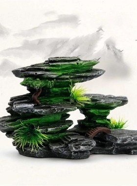 鱼缸造景石头假山天然树脂造景仿真石头用品龟鱼缸装饰水族箱