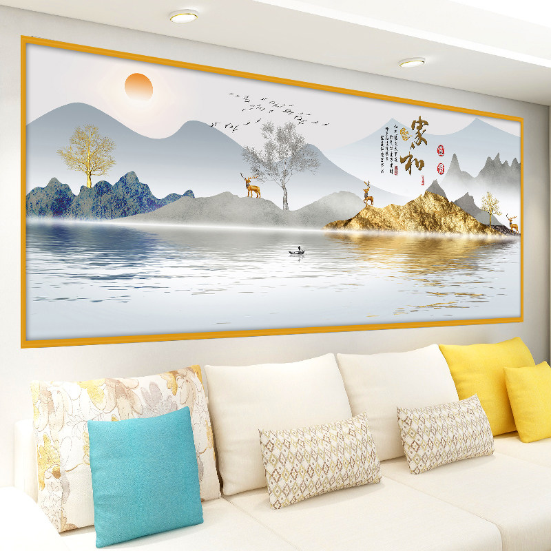 现货客厅沙发背景墙贴纸横幅装饰画卧室I壁画自粘墙纸贴画一整张