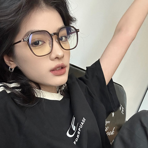新款防蓝光辐射眼镜女韩版潮网红素颜神器平光镜配度数近视眼镜框