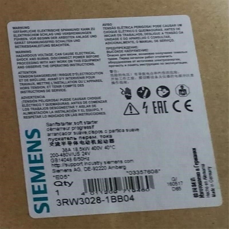 18.5 kW软起动器3RW30B8-1B214/1BB04螺线端子启接钉400 V