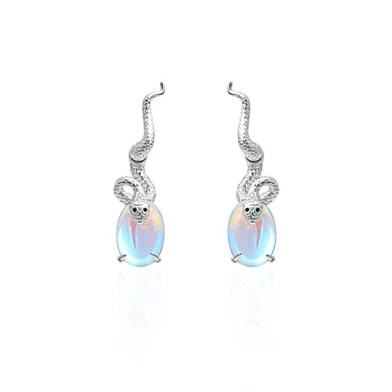 推荐Unique niche moonstone serpentine earrings for women 饰品/流行首饰/时尚饰品新 耳环 原图主图