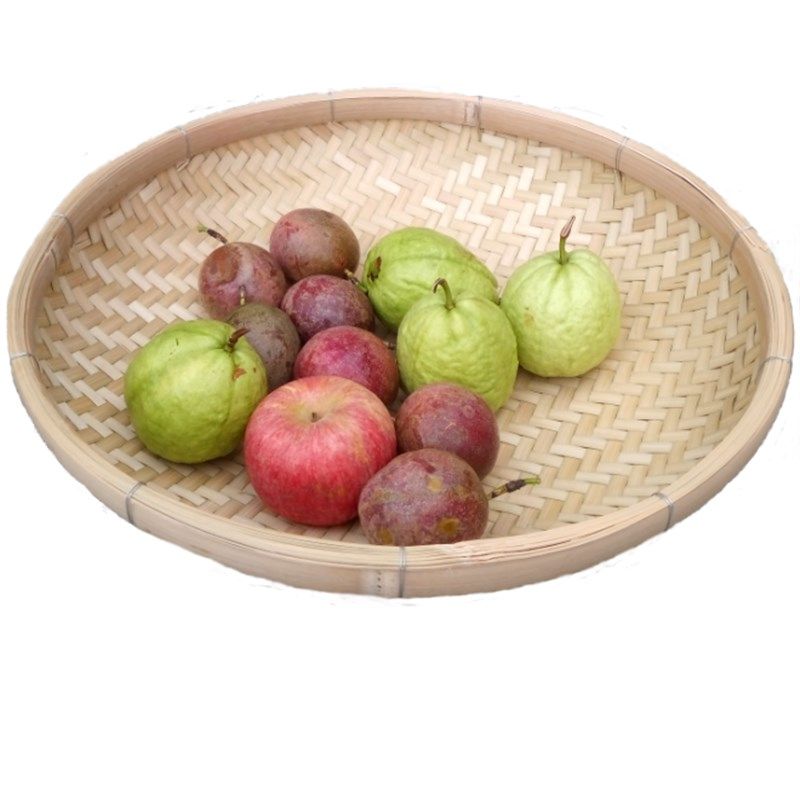 淘米箩筐盖 收纳篓茶馍筐馒头框中药水丸竹扁箥箕 沥水篮簸箕竹编