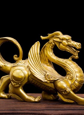 全铜应龙摆件 四方来财家居饰品 铜工艺品黄铜应龙办公室桌面摆件