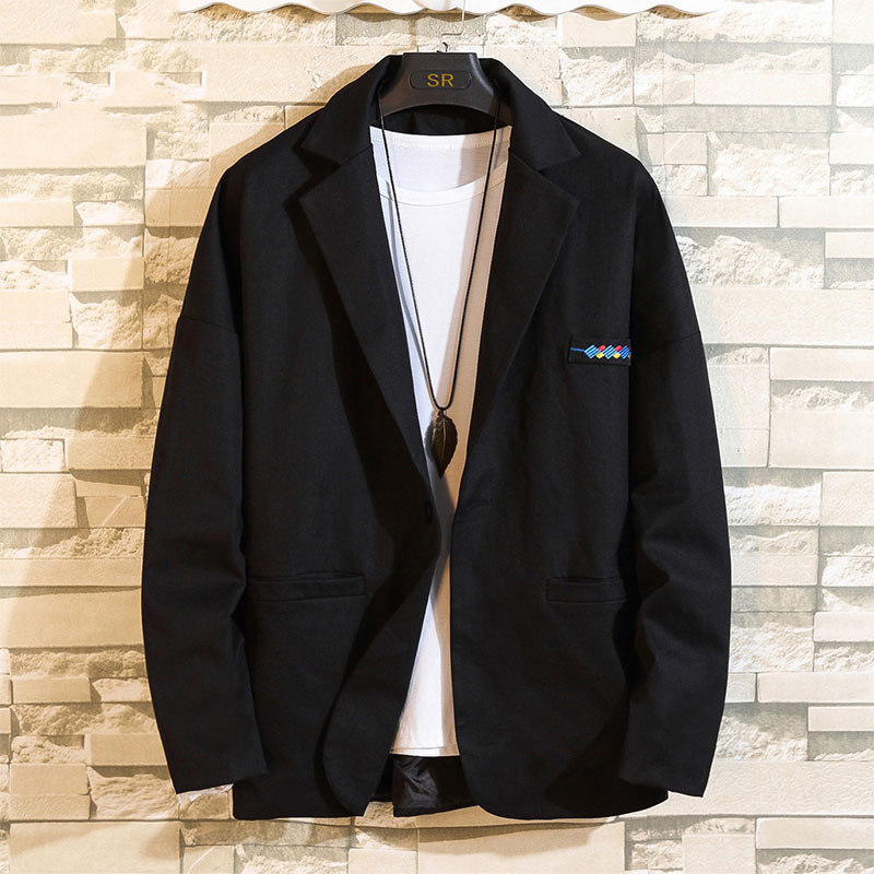 西装外套男潮牌春秋季韩版潮w流宽松大码休闲西服男士秋装夹克上