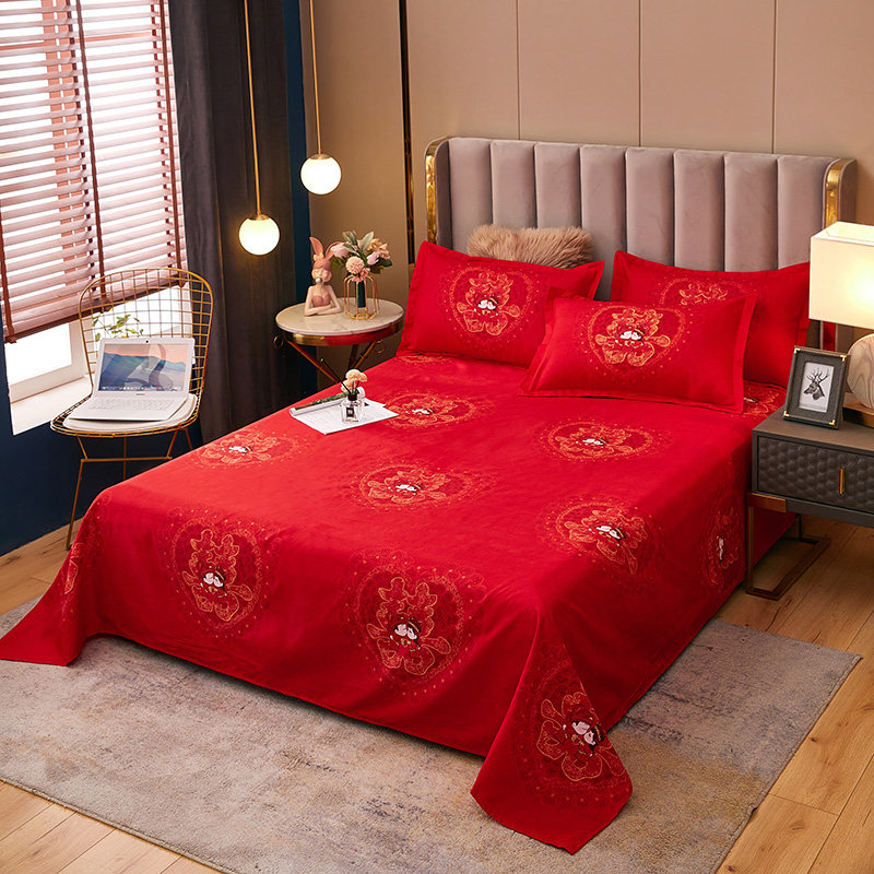 大红色婚庆结婚四件套床上用品1.5m18米磨毛被套床单枕套新婚被罩,床上用品,婚庆床品套件,淘宝优惠券,粉丝福利购,淘宝优惠卷