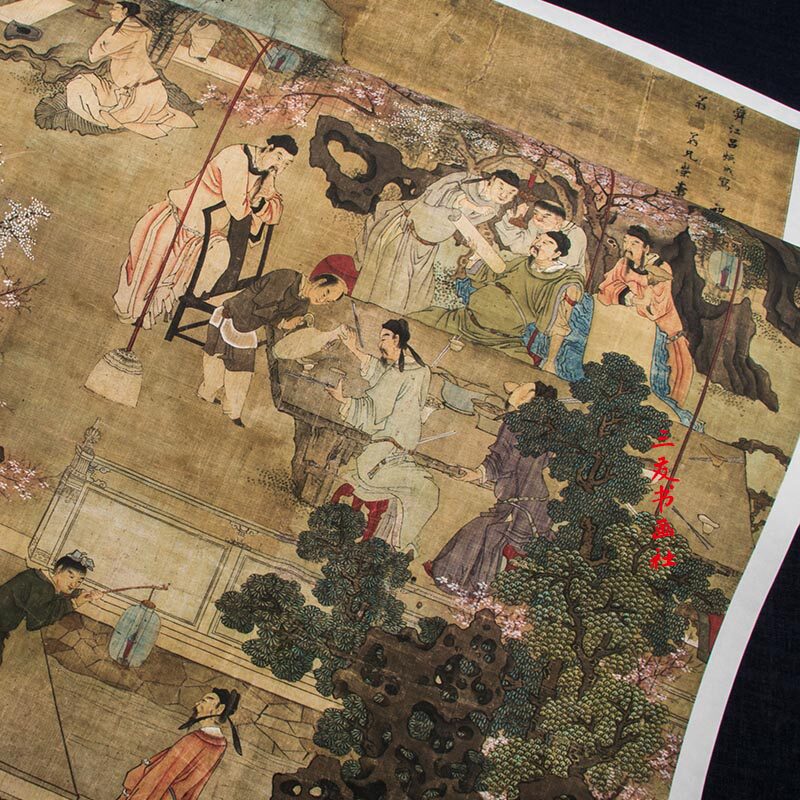 清吕焕成春夜宴桃李园图画芯仿古文人画真迹复制古画人物装饰临摹