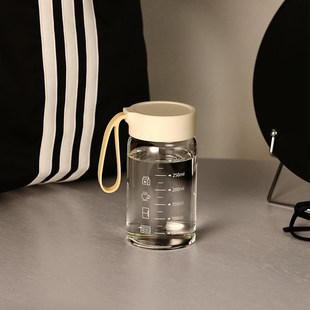 高硼硅玻璃杯水杯刻度杯牛奶杯咖啡杯便携早餐杯豆浆杯外带小杯子
