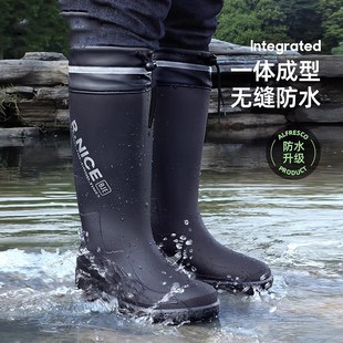 外穿防水防滑水靴硅胶耐磨钓鱼胶鞋 高筒靴子防水鞋 男款 德国雨鞋