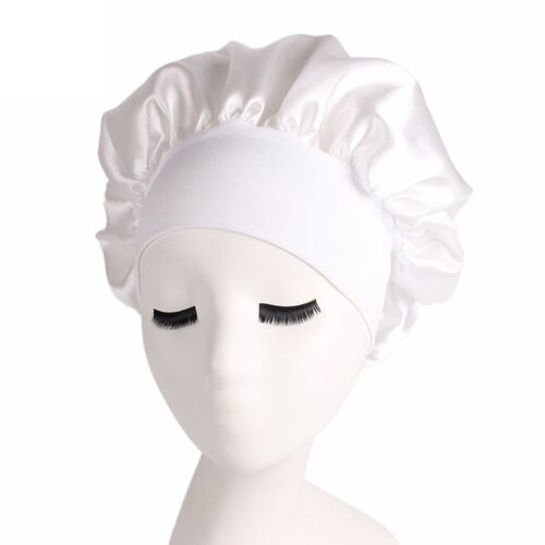 Adjustable Solid Satin Bonnet Hair Styling Cap Long Hair Ca