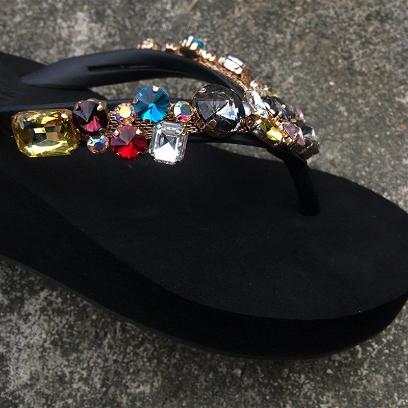 2021新款网红凉拖鞋女夏外穿多亮片钻时尚百搭夹脚沙滩厚底人字拖,女鞋,人字拖,淘宝优惠券,粉丝福利购,淘宝优惠卷