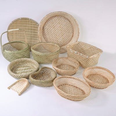 竹编制品手工簸箕小竹筐竹篓竹篮装馒头筐收纳筐竹制品大全工艺品