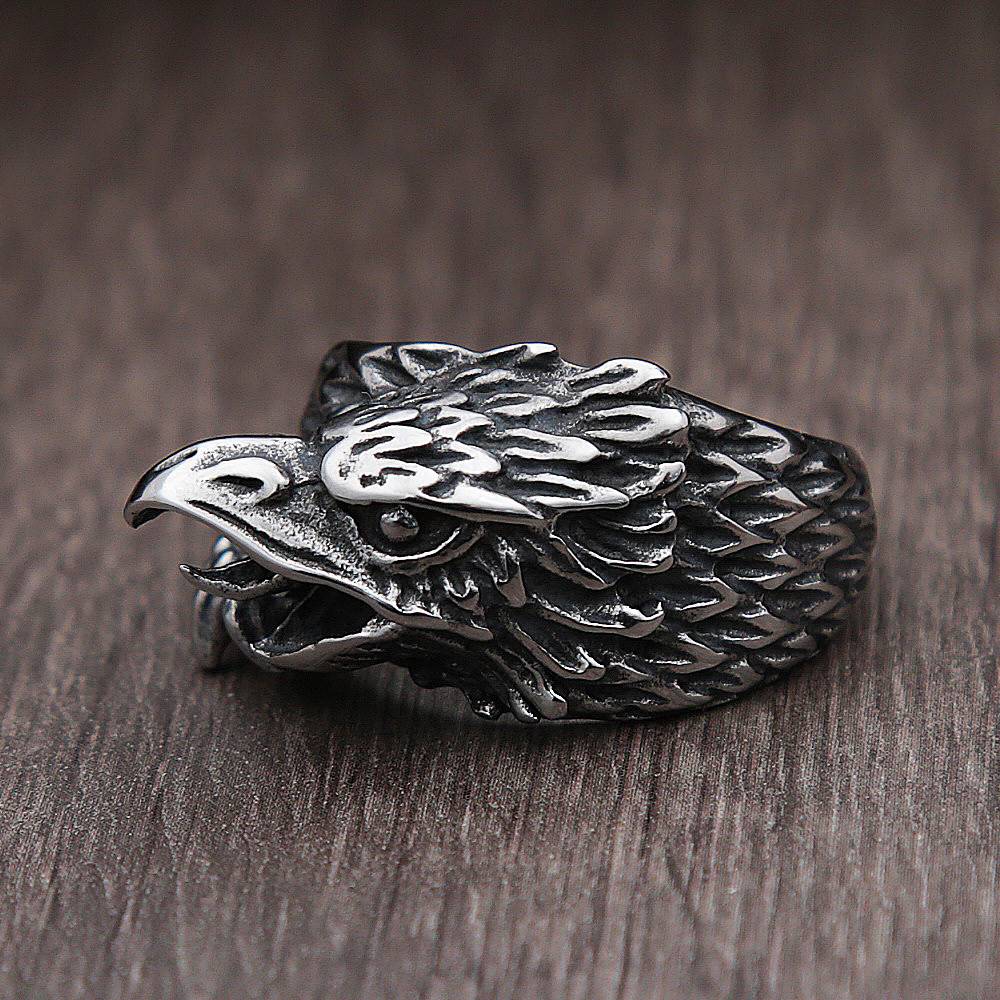 rdic Mythoaogy Oliqn Raven Ring For Men Vintdge 316L Stai ZIPPO/瑞士军刀/眼镜 太阳眼镜 原图主图