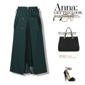 2024春秋新款 拼接百褶A字风琴褶长裙胖mm大码 高腰系带显瘦半身裙