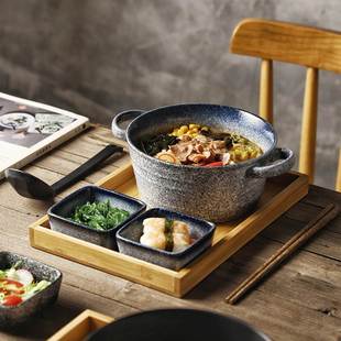 创意餐具一人食家用日式 陶瓷拉面碗汤碗餐厅面碗带托盘子碗碟套装